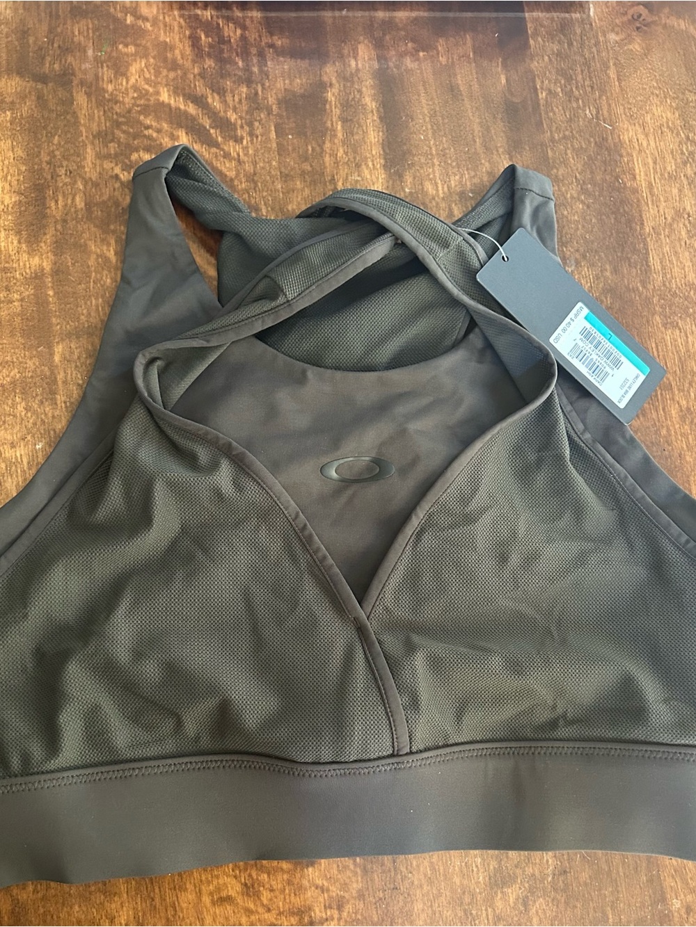 Oakley Women's Olive Green Mesh Sports Bra - Crossback Support